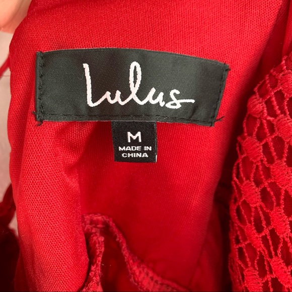 Lulus | Real Life Dream Berry Red Lace Midi Dress - Picture 9 of 12